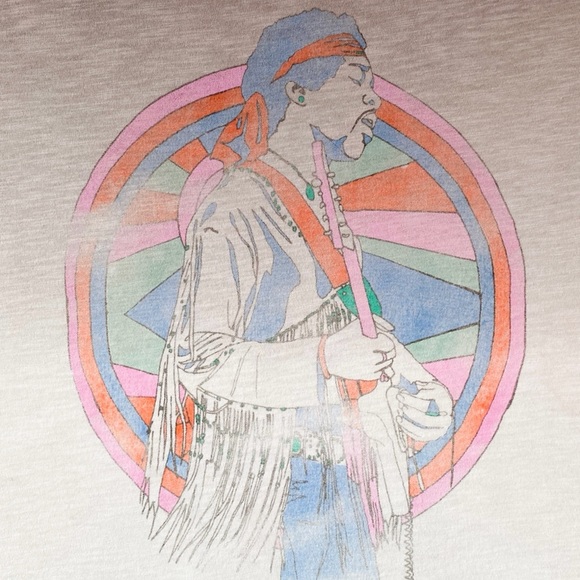 Jimi Hendrix Distressed Ombré Cropped Rock Music Graphic Band Tee - Picture 3 of 3